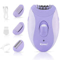 KEMEI KM-6037 4-in-1 Epilator for Face, Legs, Arms (Purple) – Head Replacement, USB Rechargeable