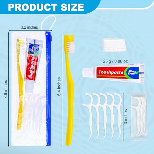 Disposable Travel Toothbrush Kit with Toothpaste & Floss - 5 Pack