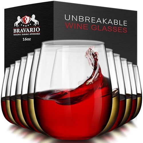 16 oz Unbreakable Plastic Wine Glasses Set of 12 - Shatterproof Tritan Drinkware