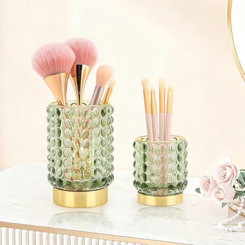 DASITON Makeup Brush Holder Organizer - Green S+L Glass Cosmetic Storage