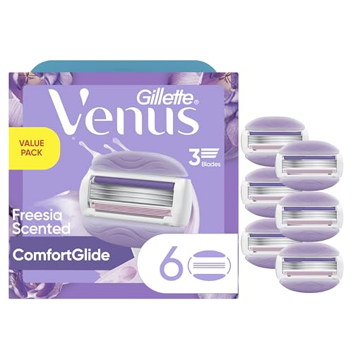 White Gillette Venus ComfortGlide Freesia Women's Razor Refill Cartridges - 6 Pack, Fits Venus Handles