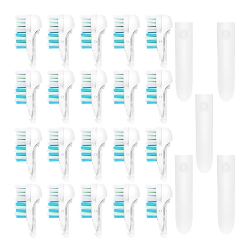 EBIEFLY 20 Pack White Dual Cross Action Toothbrush Replacement Heads for Oral B 4732 3733 4734 - Sensitive Brush Refills