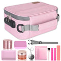 PODAHO Solid Travel Carrier Case with 10 Accessories, Multi-Use On-The-Go Organizers Box Case with Combination Lock, Portable Containers Pouch, Great Gift for Women, (Pink Set)