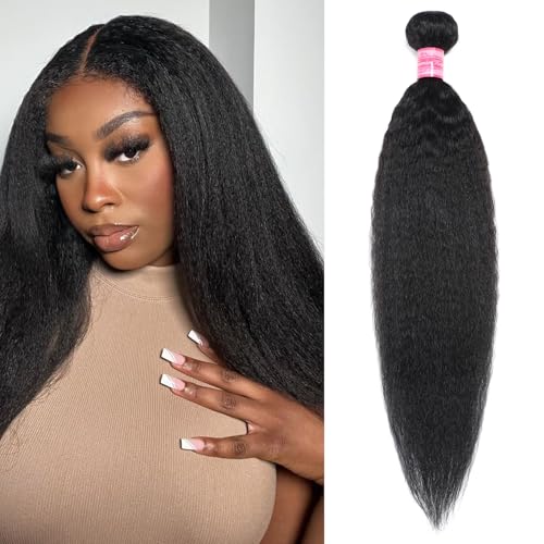 Kinky Straight Human Hair Bundles 20 Inch Natural Black - Unprocessed