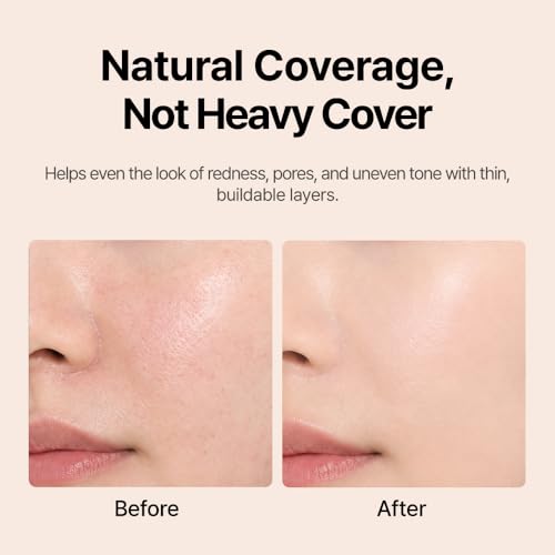 BEAUDIANI Mesh Glow Cushion Foundation #1 Light Natural Daily - Korean Dewy Makeup Compact with Puff