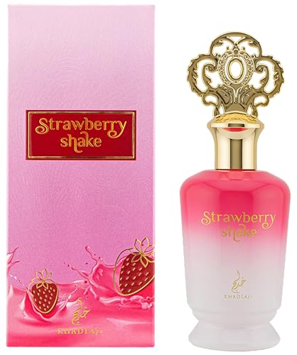 Khadlaj Strawberry Shake Eau de Parfum Spray - Musk Variation, Long-Lasting Fragrance for Women, 3.4oz / 100ml
