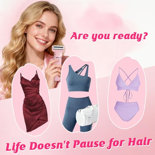 ZLILUGL 5-in-1 Waterproof Women’s Electric Bikini Trimmer & Razor, Painless Body & Facial Hair Removal