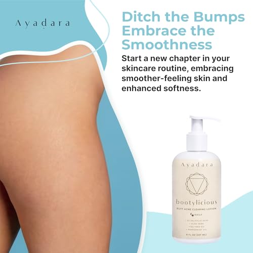 Ayadara Butt Acne Clearing Lotion, 8oz Butt Acne Cream with Salicylic Acid, Smoothing Butt Cream for Acne, Butt Acne Clearing Lotion for Women, Men, Teens, Chest and Back Acne Treatment, 90-Day Supply