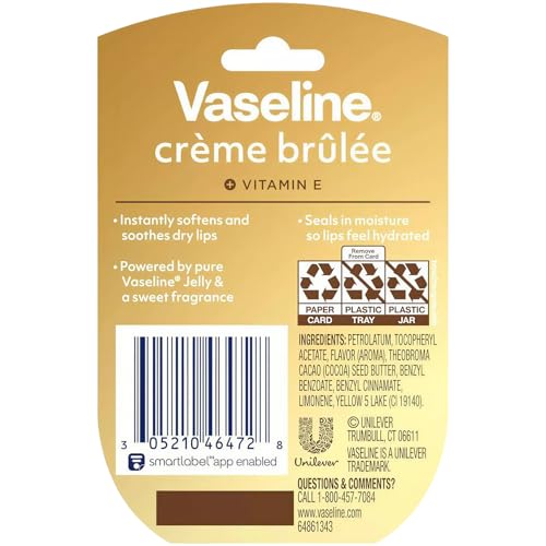 Vaseline Lip Therapy Creme Brulee Mini 12-Pack - Moisturizing Lip Balm for Soft, Healthy Lips