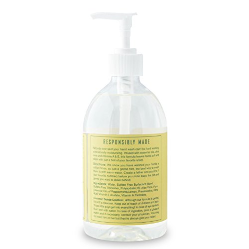 Rebel Green Fresh and Clean Liquid Hand Soap, Natural, Sulfate-Free, and Hypoallergenic Gel Hand Soap - Peppermint & Lemon, 16 Ounce Pump Bottles, Pack of 4