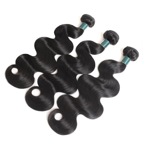 3 Bundles Human Hair Body Wave Extensions - Natural Black 18 20 22 Inch