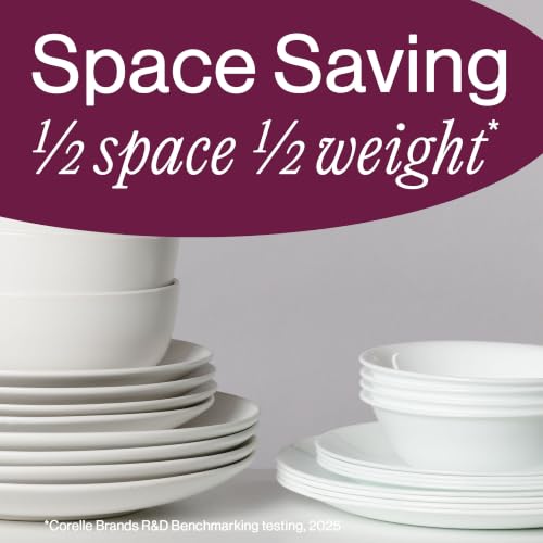 Corelle 18-Piece Dinnerware Set for 6 - Chip-Resistant, Lightweight Glass