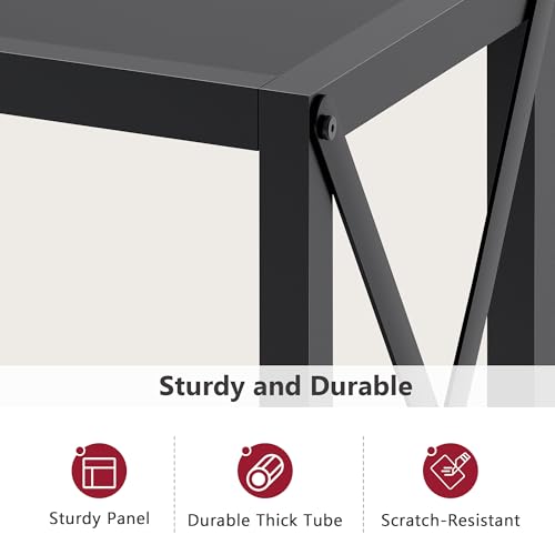 Black Narrow Console Table 41.8-inch with 2 Shelves Entryway Sofa Table