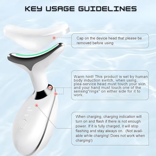 Face and Neck Massager with 7 Colors LED Light Therapy, Multi-Functional, Skincare Tool for Wrinkles & Relaxation,Facial Massager