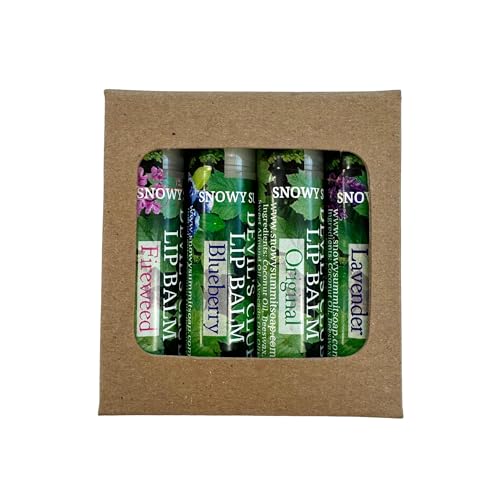 Snowy Summit Devil's Club Lip Balm Set - Contains Fireweed, Lavender, Blueberry - Natural Moisturizing Chapstick with Vitamin E - Handcrafted in Alaska - 4 x .15 oz Tubes for Soft, Smooth Lips
