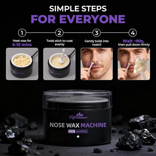 Nose Wax Kit with 120g Wax & USB Fast Heating - Ear & Nose Hair Removal