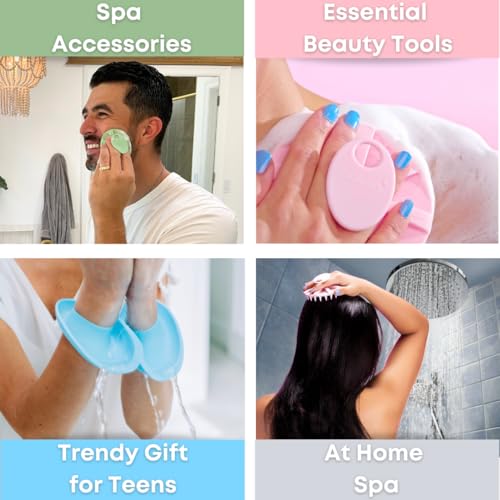 Silicone Spa Gift Set for Face & Body - Sky Blue Beauty Kit with Buffers & Exfoliator - Hypoallergenic, Durable, All Skin Types