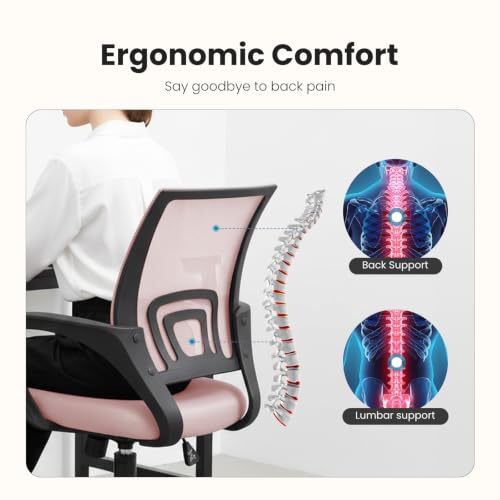 Pink Ergonomic Office Chair with Lumbar Support - 2 Pack
