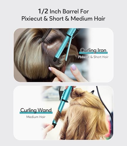FARERY 1/2 Inch Travel Mini Curling Iron Dual Voltage Blue