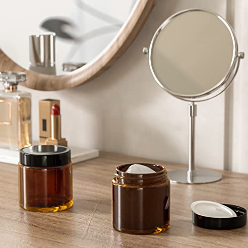 Tecohouse 4 oz Amber Glass Jar with Lids, 48 Pack Small Candle Jars with Lids & Sticker, Empty Cosmetic Containers for Sample, Cream, Spice, Lotion, Ointments Drying jar