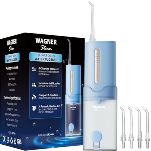 Cordless Water Flosser with 5 Pressure Modes & 4 Nozzles - Rechargeable Portable Dental Irrigator