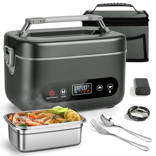 Dark Gray 1.2L Self-Heating Lunch Box for Adults - Cordless Food Warmer