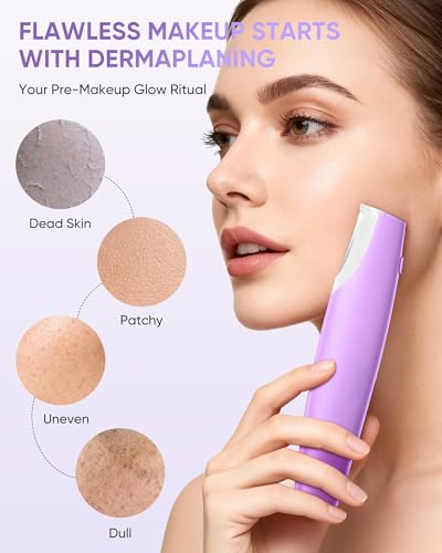 VIKICON PRO Deep Purple Sonic Dermaplaning Tool for Face with 8 Blades