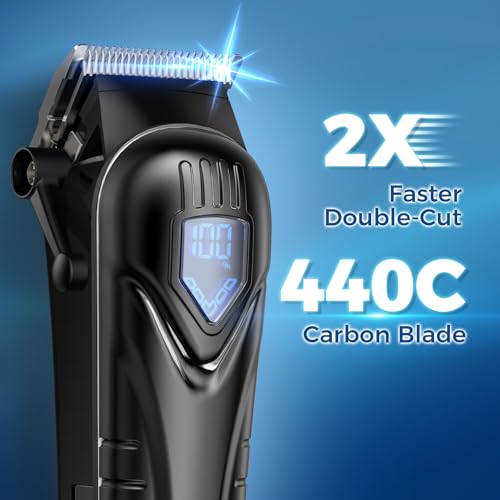 Black Low Noise Hair Clippers with 10 Color Guide Combs - Cordless Men & Women Grooming Kit