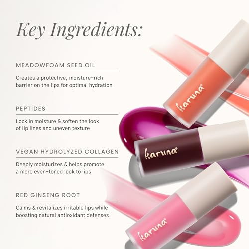 Karuna Skin - Tinted Lip Oil, Soothing & Moisturizing Lip Products with Peptides, Antioxidants, Hydrating Flattering Vegan Lip Tint, Float, 4.8 mL/0.19 fl. oz