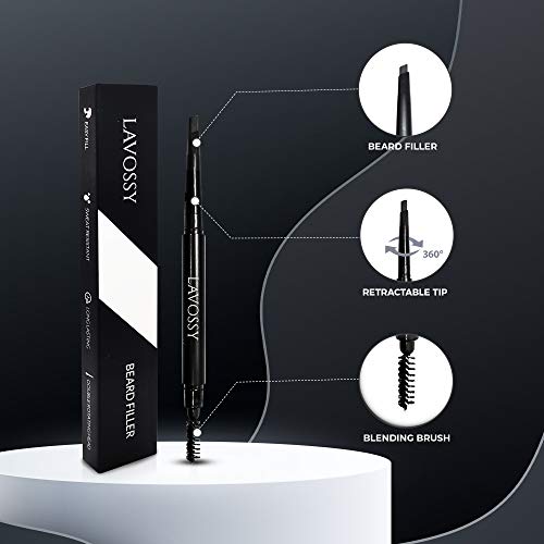 Beard Pencil - Light Brown Pack of 3 - Long Lasting and Easy to Use Pen with Blending Brush for Sleek, Natural, Water/Sweat Proof Results
