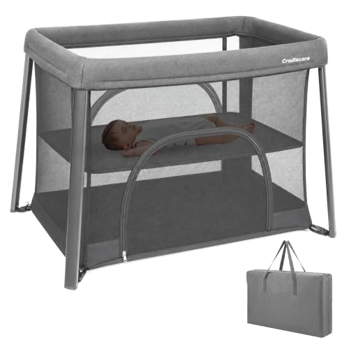 Travel Pack and Play with Bassinet - Grey Portable Baby Playpen & Sleep Space