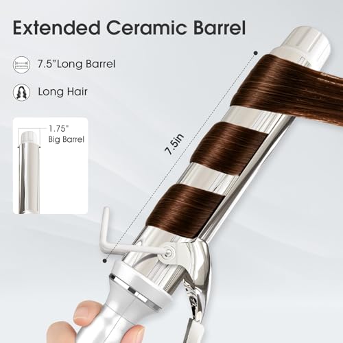 Large Curling Iron 1.75 Inch Barrel for Long Hair – Ceramic Coating & Adjustable Heat