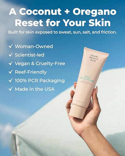 Body Scrub Coconut & Oregano Exfoliator for Smooth Skin - 8 oz