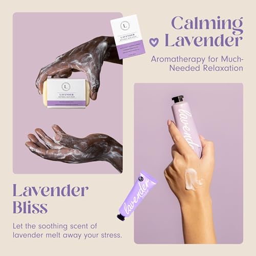 Spa Gift Basket for Women with Lavender Candle & Bath Bomb - Sending Hugs Card Included