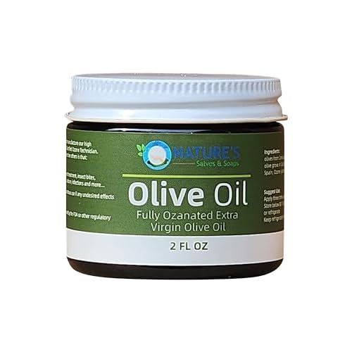 Nature's Salves and Soaps Cold Pressed Extra Virgin Olive Oil - 2oz Glass Jar - Holistic, Homeopathic, Natural, Dental, Skin, Hair