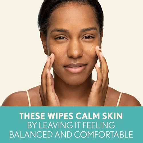 Aveeno Calm + Restore Nourishing Makeup Remover Face Wipes, Fragrance Free Facial Cleansing Towelettes with Oat Extract & Calming Feverfew, Alcohol Free, 100% Plant-Based Cloth, 25 ct - Pack of 2