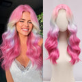 Rainbow Mix Wigs for Women - 18 Inch Wavy Synthetic Wig with Middle Part - Variation of Rainbow Mix / 18 Inch