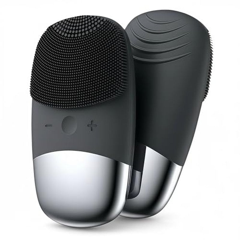 MEGAN Facial Cleansing Brush,USB Rechargeble Electric Silicone Face Scrubber,IPX7 Waterproof Sonic Facial Massager, 3 in 1 face Brush for Deep Cleanning, Blackhead Remover, Exfoliating.£¨Black£©