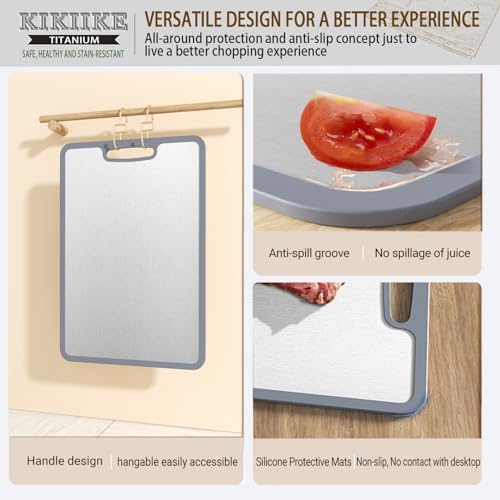 Titanium Cutting Board Set of 3 - Double-Sided Non-Slip Kitchen Chopping Boards - Small, Medium, Large