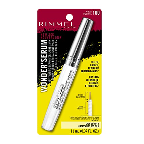 Rimmel Wonder¡¯Serum Lash and Brow Serum, Stimulates Lash Growth, Strengthens Lashes, Mess-Free Application, 100, Clear, 0.37oz