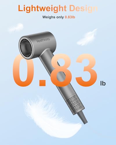 Healthkeep Grey 1500W Ionic Hair Dryer with Diffuser & Brushless Motor