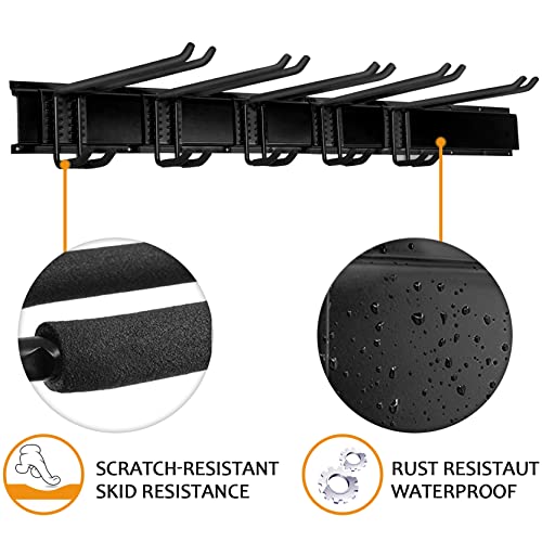 96-Inch Black Garage Storage Rack with Wall Mount Overhead Shelves - Heavy Duty Steel