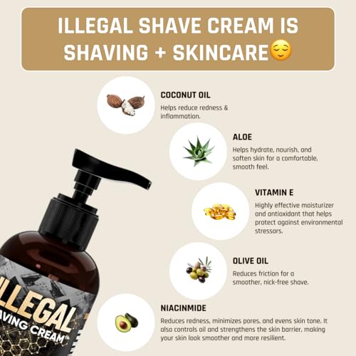Derm Dude Illegal Shave Cream for Men | Ultra-Slick Shaving Cream for Sensitive Skin | Fights Razor Burn, Bumps, Nicks & Cuts | Smooth Glide Formula ? Alpine Breeze Scent, 8oz
