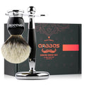 Shaving Brush and Stand Set - Silvertip Badger Hair for Wet Shaving - Variation of Brush + Stand