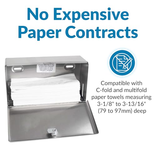 Bobrick B-2621 Paper Towel Dispenser Wall-Mounted Stainless Steel 7-1/8" Knob-Latch
