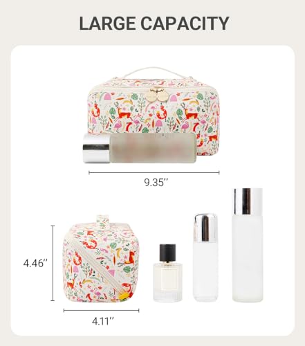 Aveniee Travel Makeup Bag for Women - Zoo Animals Large Cosmetic Organizer, Waterproof PU Leather, Flat Design