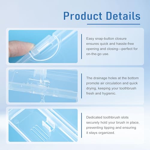 Travel Toothbrush Holder Set - Transparent 20-Pack, Durable & Compact