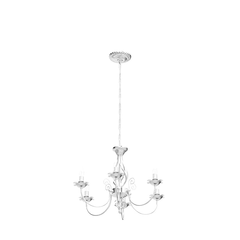 VerRon 6-Light Farmhouse Candle Chandelier - Brushed Nickel + 22" Chain