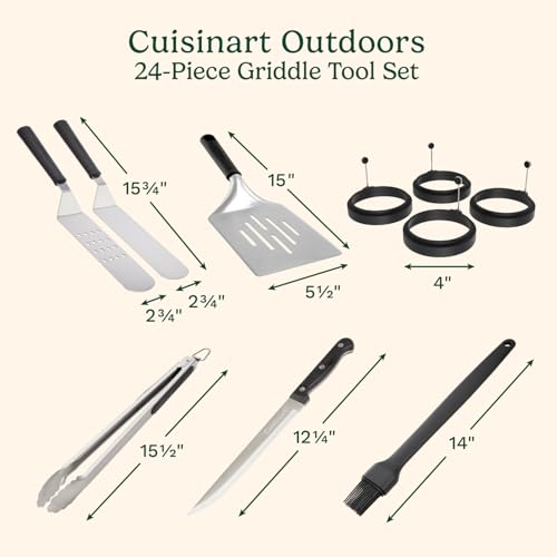 24-Piece Griddle Utensil Set with Storage Tote - Stainless Steel BBQ & Flat Top Grill Accessories