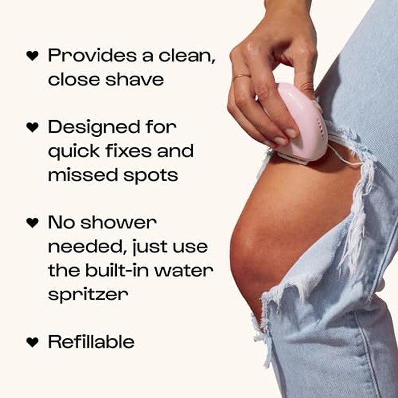 Alleyoop Portable Travel Razors For Women - On-the-Go Mini Triple-Blade Razor & Shaver - Clean & Close Shave with Moisturizing Bar & Refillable Spray Bottle - Gentle for All Skin Types (Dusty Pink)